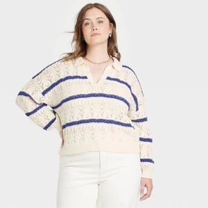 Collared Polo Pullover Sweater